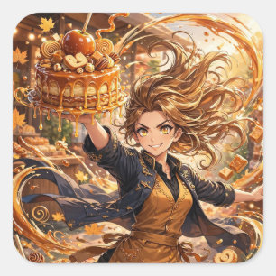 Autocollant de desserts caramel d'automne