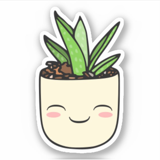 Autocollant de dessin animé Aloe Kawaii (Devant)