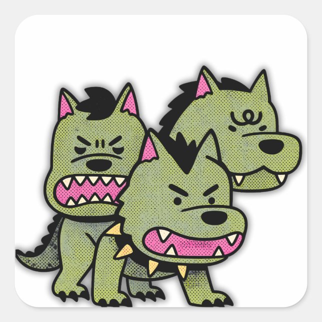 Autocollant de dessin animé de Cerbère chien à tro (Devant)