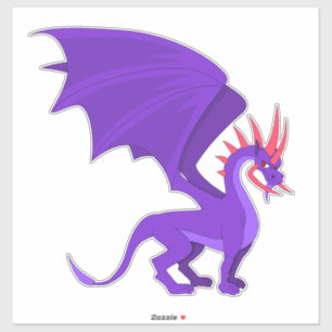 Autocollant de dessin animé de dragon violet