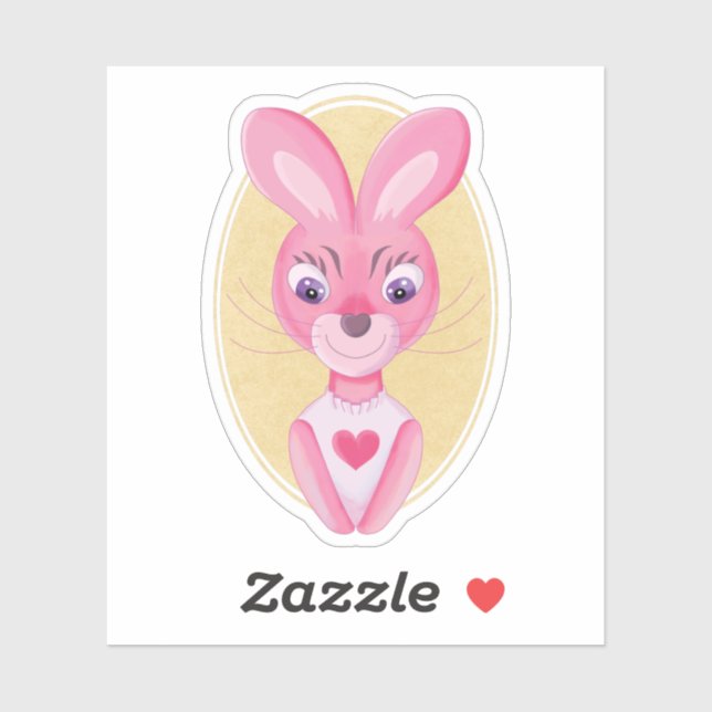 Autocollant de dessin animé de petite fille lapin  (Feuille)
