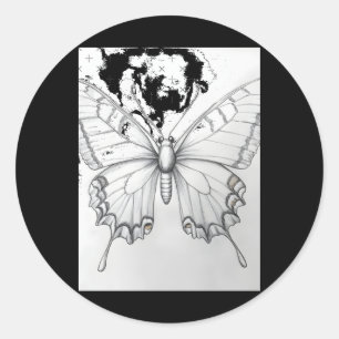 Autocollant de dessin au crayon papillon monarque 