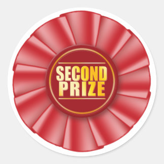 autocollant de deuxième prix de rosette rouge