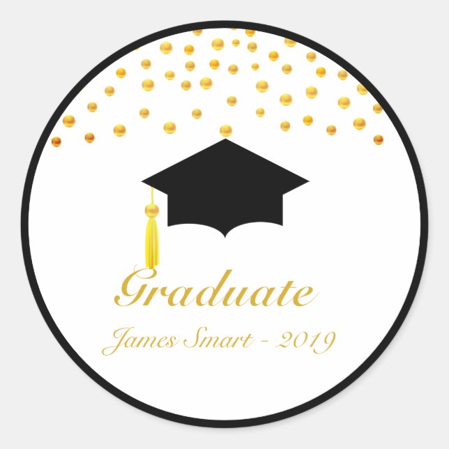 Autocollant de diplômé de confettis dorés magnifiq (Devant)