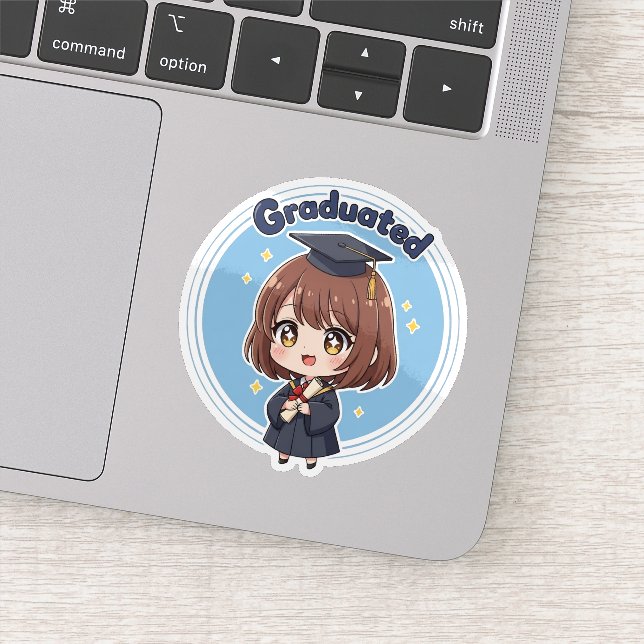 Autocollant de diplômée de style chibi mignonne et (Détail)