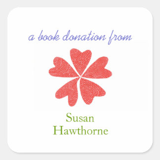 Autocollant de don de livre - Coeurs en fleurs - c
