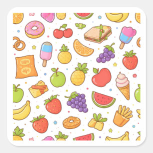 Autocollant de doodle de snacks de fruits colorés