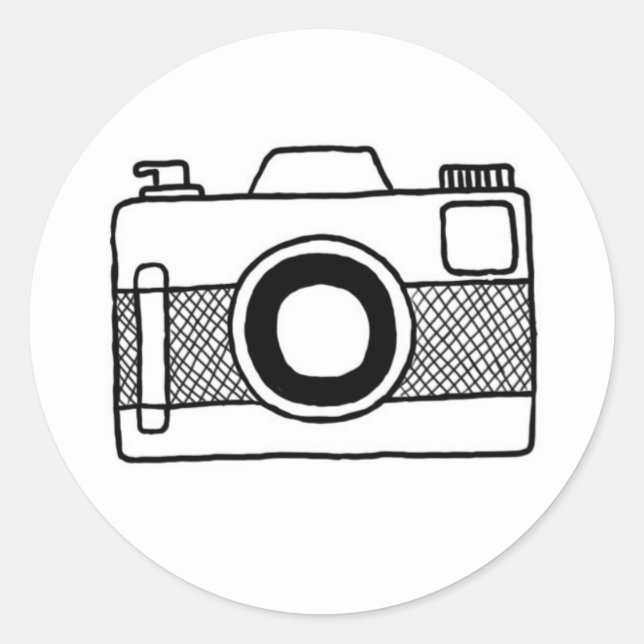 Autocollant de doodle pour appareil photo noir et  (Devant)