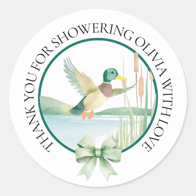 Autocollant de douche bébé canard colvert à l'aqua (Devant)