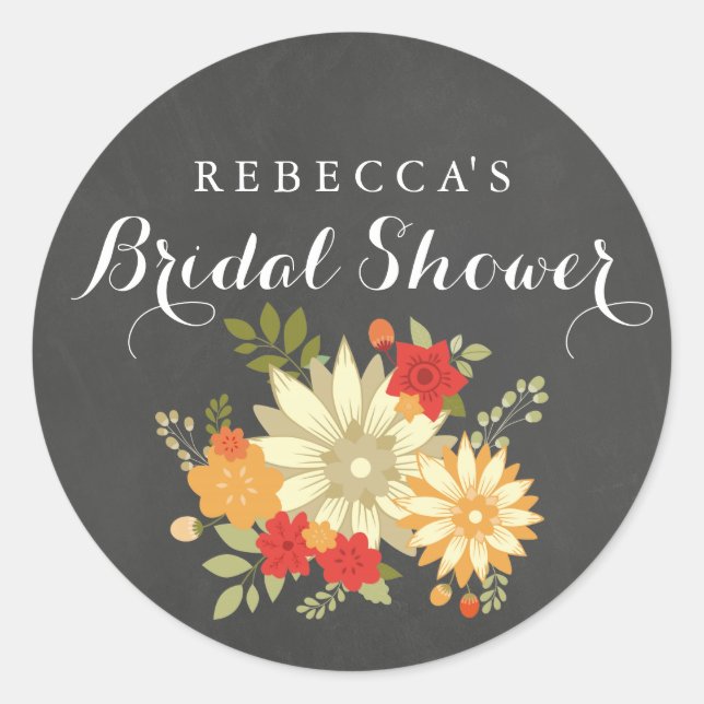 Autocollant de douche de mariage de feuillage de p (Devant)