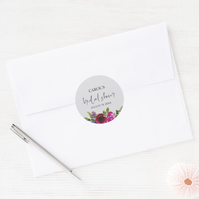 Autocollant de douche de mariage floral aquarelle  (Enveloppe)