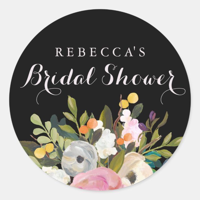 Autocollant de douche de mariage floral de printem (Devant)