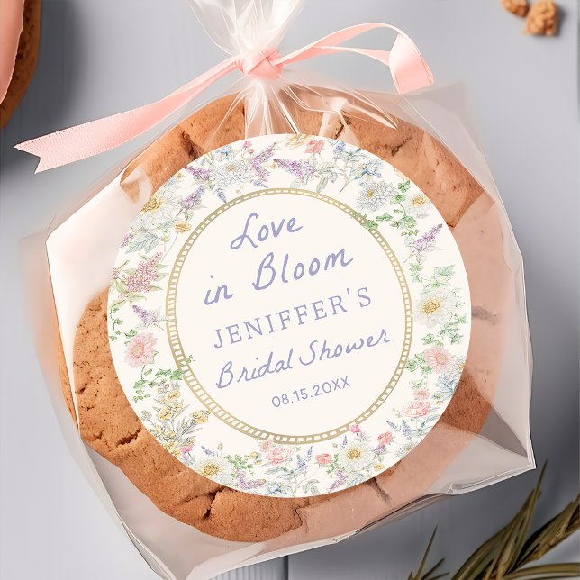 Autocollant de douche de mariage floral Love in Bl (Créateur téléchargé)