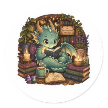 Autocollant de dragon amateur de livres mignon