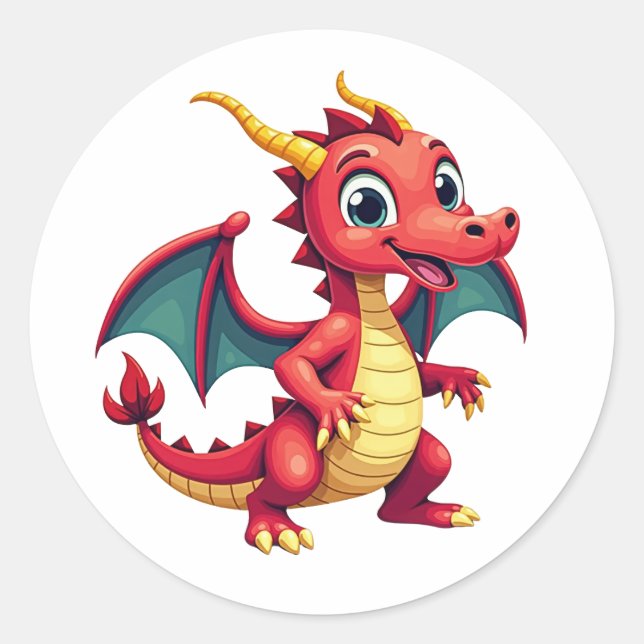 Autocollant de dragon de dessin animé amusant  (Devant)