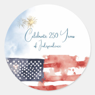 Autocollant de drapeau à l'aquarelle USA 250 Indep