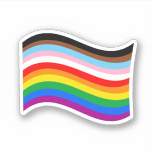 Autocollant de drapeau arc-en-ciel à rayures ondul