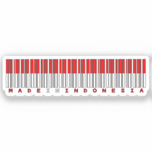 Autocollant de drapeau de code-barres Made in Indo (Recto)