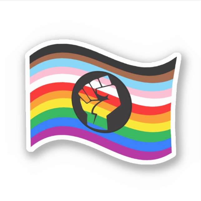 Autocollant de drapeau de fierté de progrès des ge (Devant)