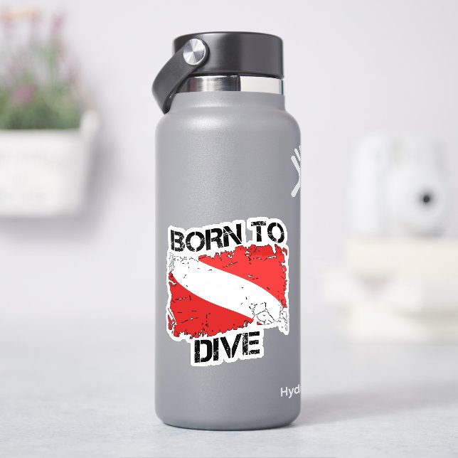 Autocollant de drapeau de plongée éprouvé Né pour  (HydroFlask)