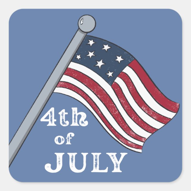 Autocollant de drapeau du 14 juillet illustré (Devant)