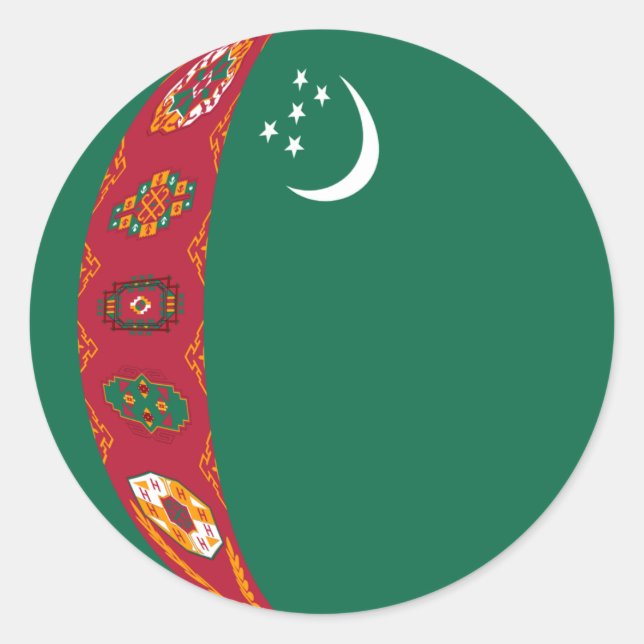 Autocollant de drapeau Fish-eye du Turkménistan (Devant)