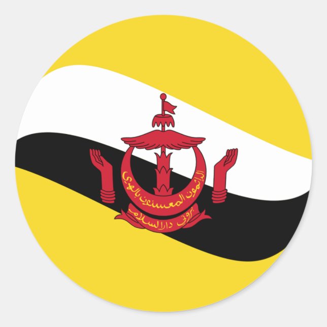 Autocollant de drapeau fisheye de Brunei (Devant)