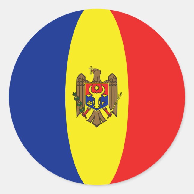 Autocollant de drapeau fisheye de Moldavie (Devant)
