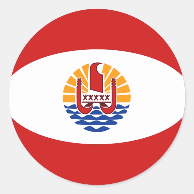 Autocollant de drapeau Fisheye de Polynésie frança (Devant)