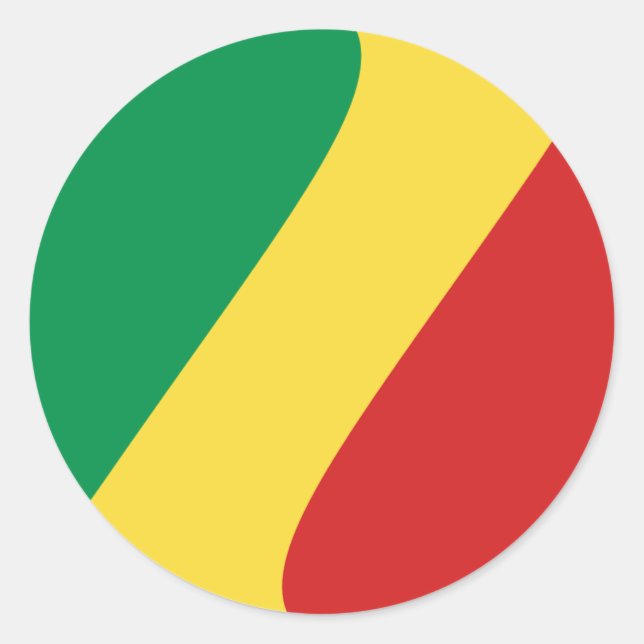 Autocollant de drapeau fisheye du Congo-Brazzavill (Devant)