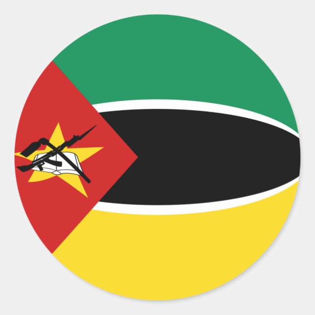 Autocollant de drapeau fisheye du Mozambique (Devant)