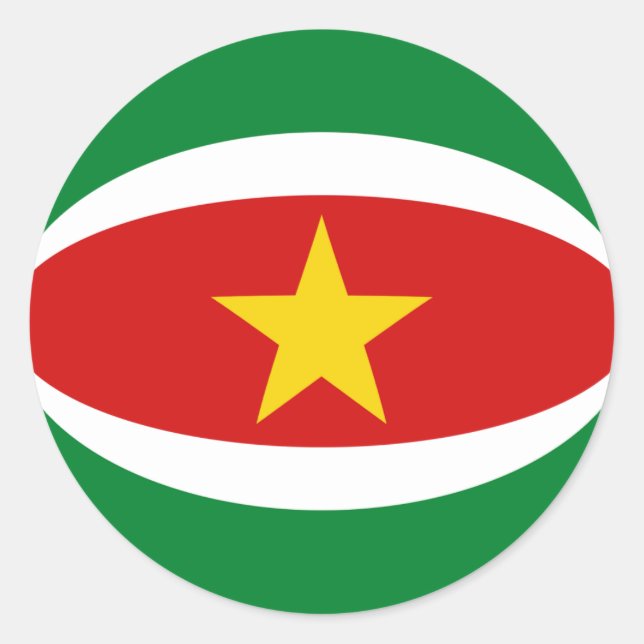 Autocollant de drapeau Fisheye du Suriname (Devant)