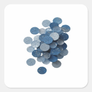 Autocollant de fabrication FEUILLES BLEUES Argent