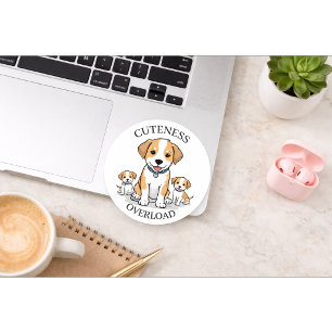 Autocollant de famille de chiots mignons