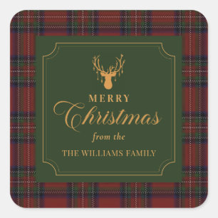 Autocollant de famille de Noël tartan à carreaux 