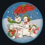 Autocollant de famille Vintage Christmas Snowman<br><div class="desc">Autocollant de la famille des bonhomme de neige de Noël. C'est une magnifique image de Noël des années 1940.</div>