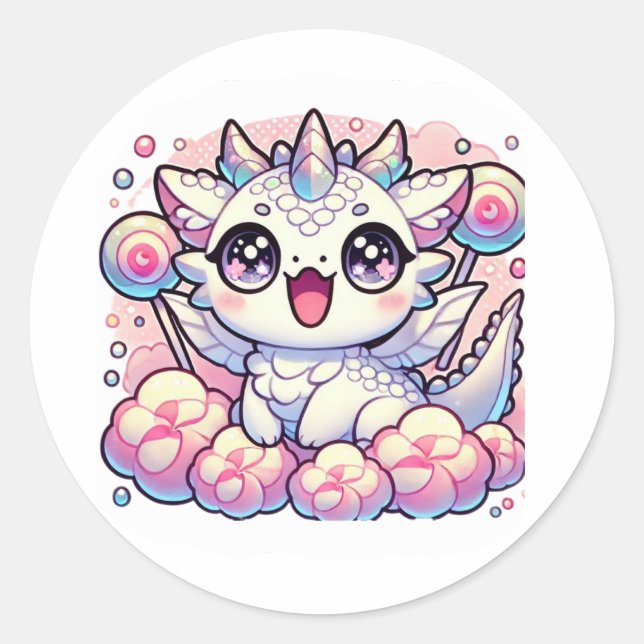 Autocollant de fantaisie licorne dragon bébé paste (Devant)