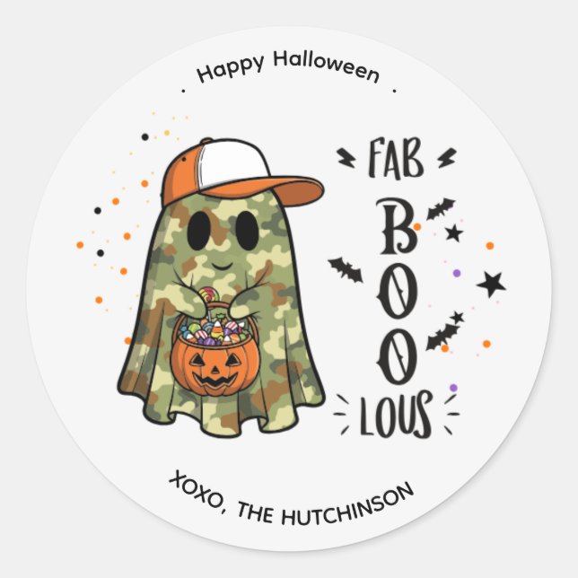 Autocollant de fantôme d'Halloween – Fab BOO Lou a (Devant)