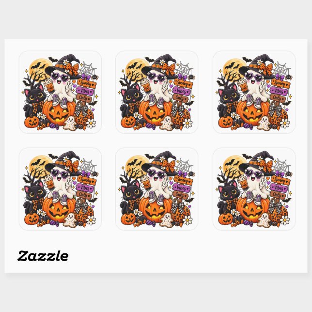Autocollant de fantôme mignon d'Halloween | Vibrat (Feuille)
