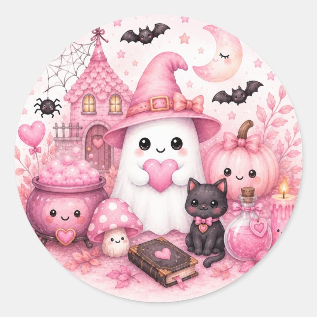 Autocollant de fantôme mignon Kawaii Halloween (Devant)