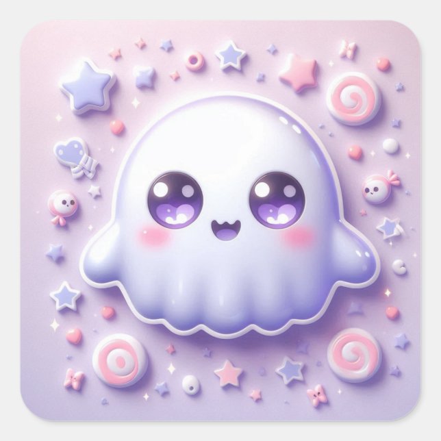 Autocollant de fantôme mignon pastel kawaii pour H (Devant)
