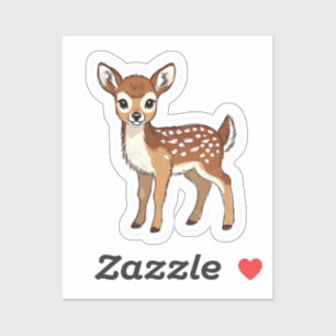 Autocollant de faon de cerf mignon aquarelle