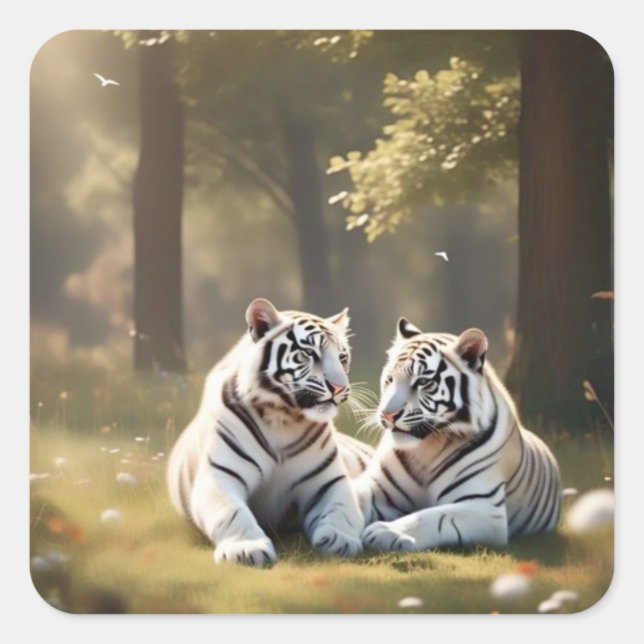 Autocollant de faune minimale – Sérénité des tigre (Devant)