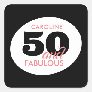 Autocollant de faveur d'anniversaire 50 ans Noir B