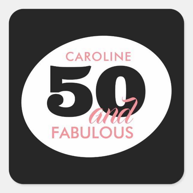 Autocollant de faveur d'anniversaire 50 ans Noir B (Devant)