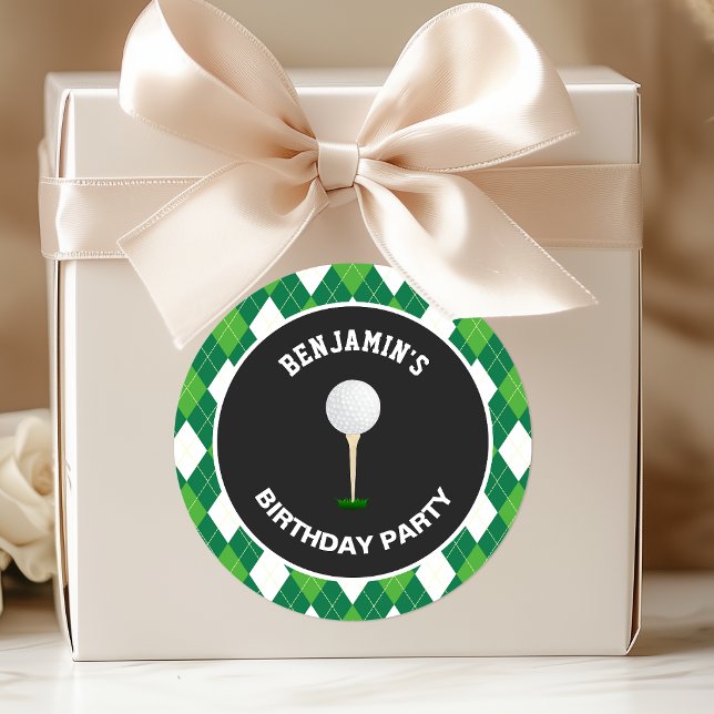 Autocollant de faveur d'anniversaire de golf (Créateur téléchargé)