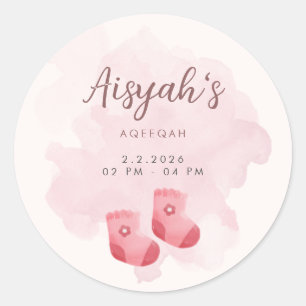 Autocollant de faveur d'Aqiqah pour bébé fille à l