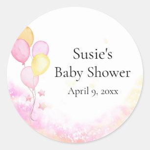 Autocollant de faveur de Baby Shower Ballon Pastel