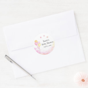 Autocollant de faveur de Baby Shower Ballon Pastel