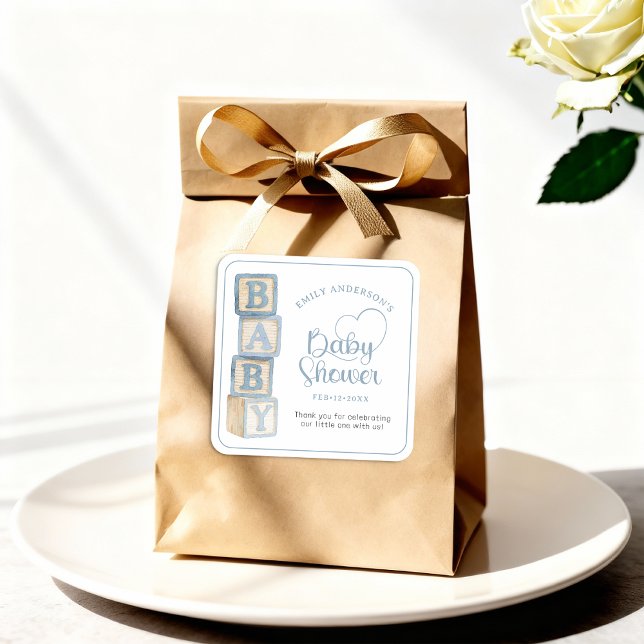 Autocollant de faveur de Baby Shower Blocs Bébé Bl (Baby Shower Favor Sticker)